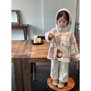 𝒀𝑰𝒀𝑨𝒀𝑨 𝑲𝑰𝑫𝑺 (Y1115)-Áo khoác dạ kẻ nâu