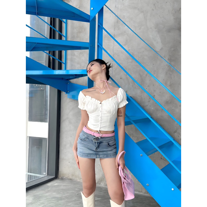ÂME.STUDIO | Áo nhún ngực tay lỡ Fiona Croptop