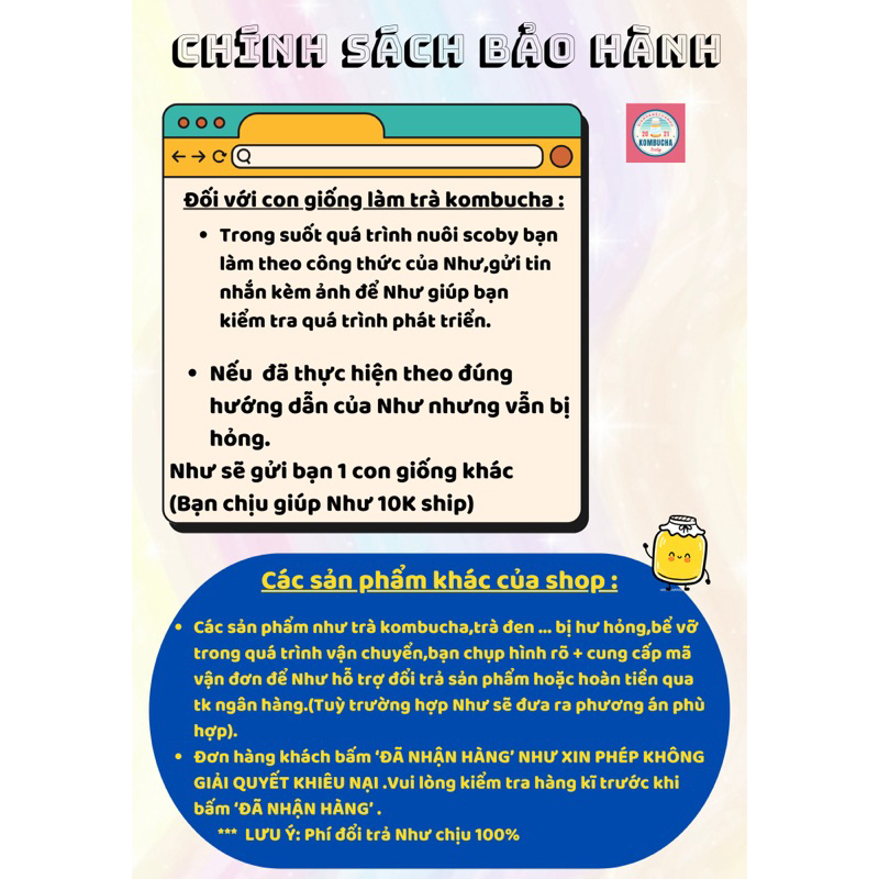 Trà lên men Kombucha 1 Lít/500ml - chứa lợi khuẩn,men vi sinh