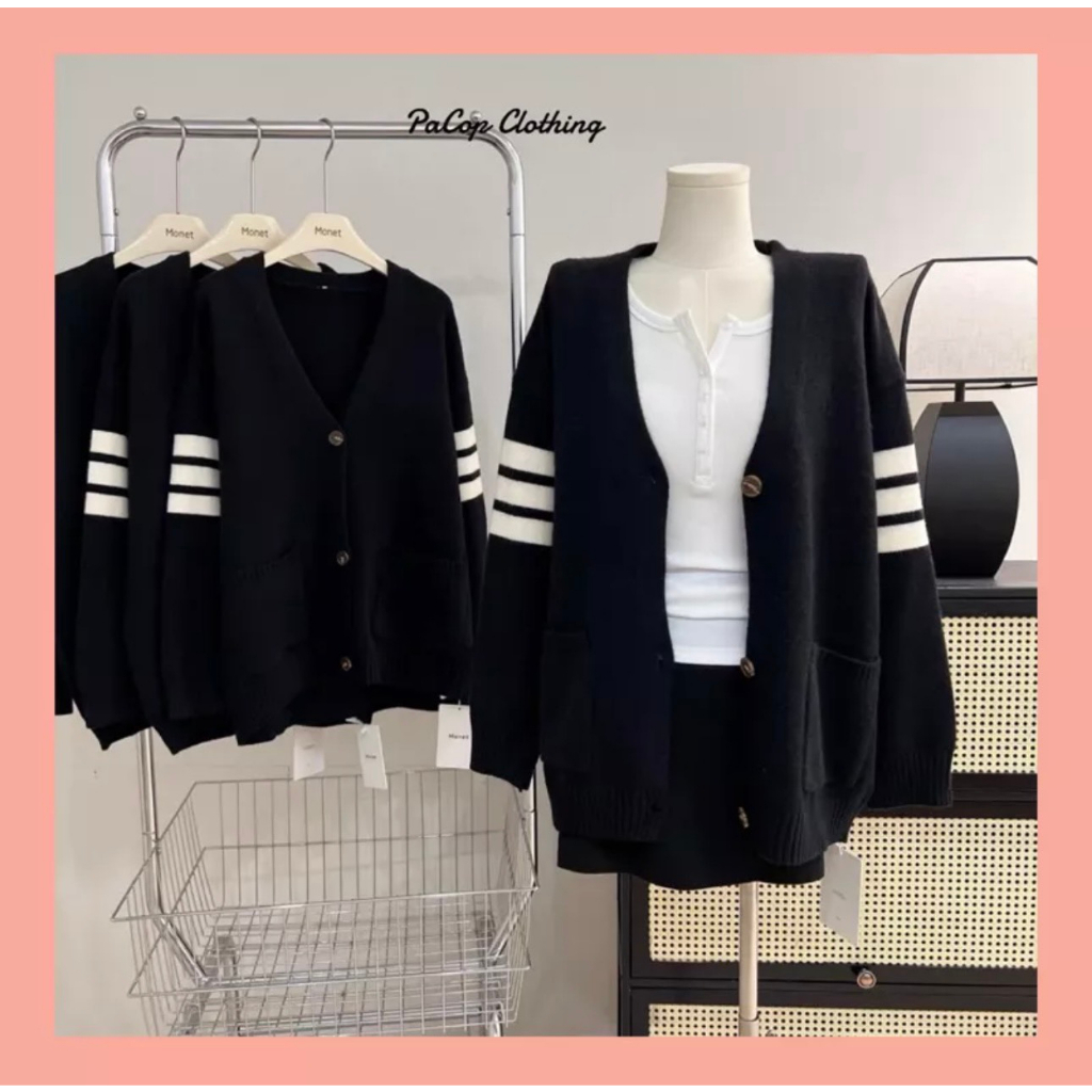 Áo khoác , cardigan len,áo len ,áo len nữ,áo len thorm, phong cách Hàn Quốc 2 màu đen xám thời trang mùa thu 40-65kg