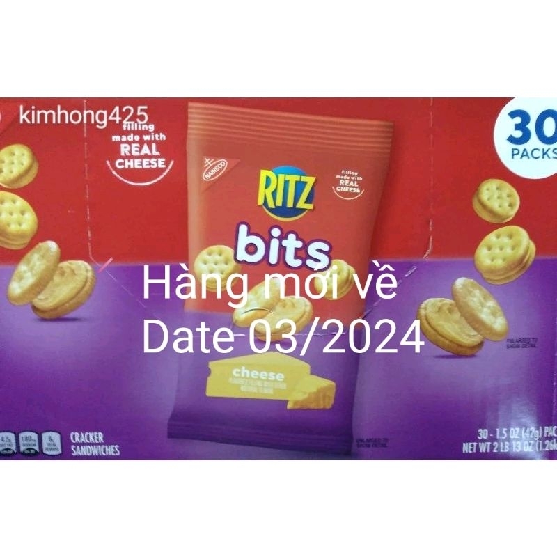 (Nhập Mỹ-date 03/2024) Hộp bánh Ritz Bits Nabisco Phô mai 30 gói× 42g