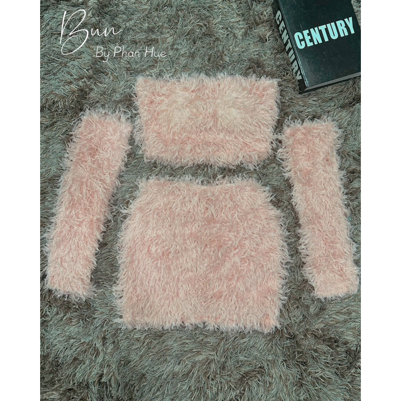 Sét đầm lông trễ vai kèm video cận chất