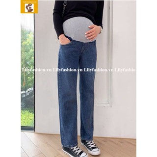 Quần jean ống rộng dành cho bà bầu phong cách trend trẻ trung,hiện đại thoải mái có chun khuy điều chỉnh 82333