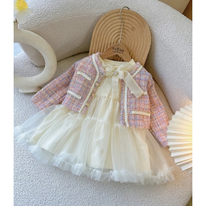 Váy công chúa mùa đông cho bé gái, Đầm công chúa bé gái màu trắng đi học, đi chơi, dự tiệc cao cấp