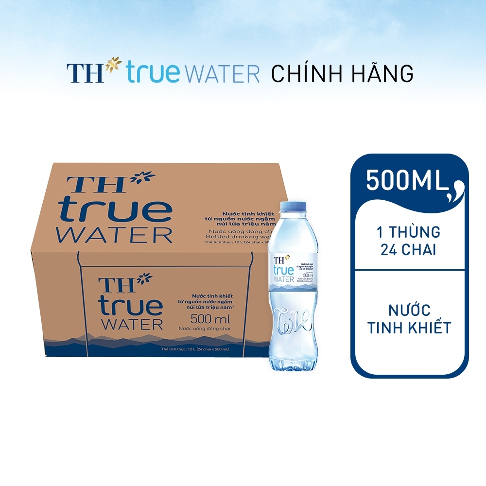 Thùng 24 chai nước tinh khiết TH True Water 500ml