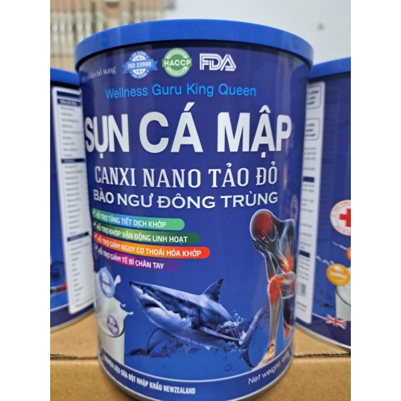 Sữa bột Sụn Cá Mập Canxi Nano Tảo Đỏ Bào Ngư Đông Trùng bồi bổ cơ thể( 900g)