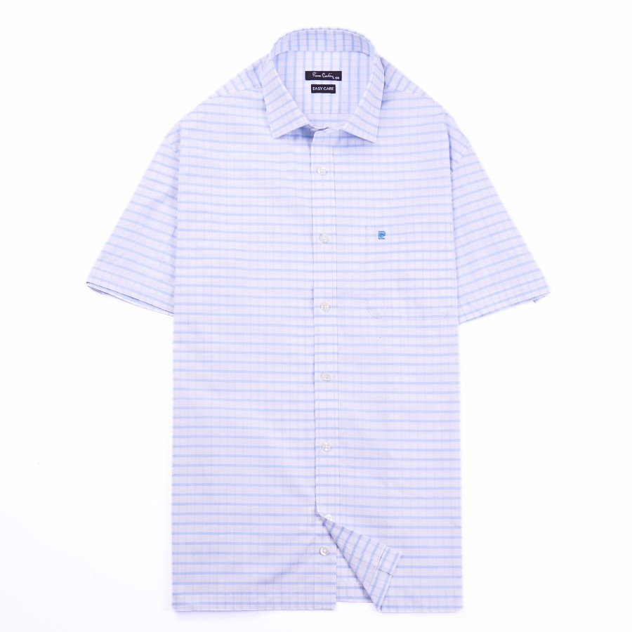 Áo sơ mi nam ngắn tay vạt ngang Pierre Cardin cao cấp xuất Hàn 100% cotton dáng Áo Regular ACN037| Korea Outlet