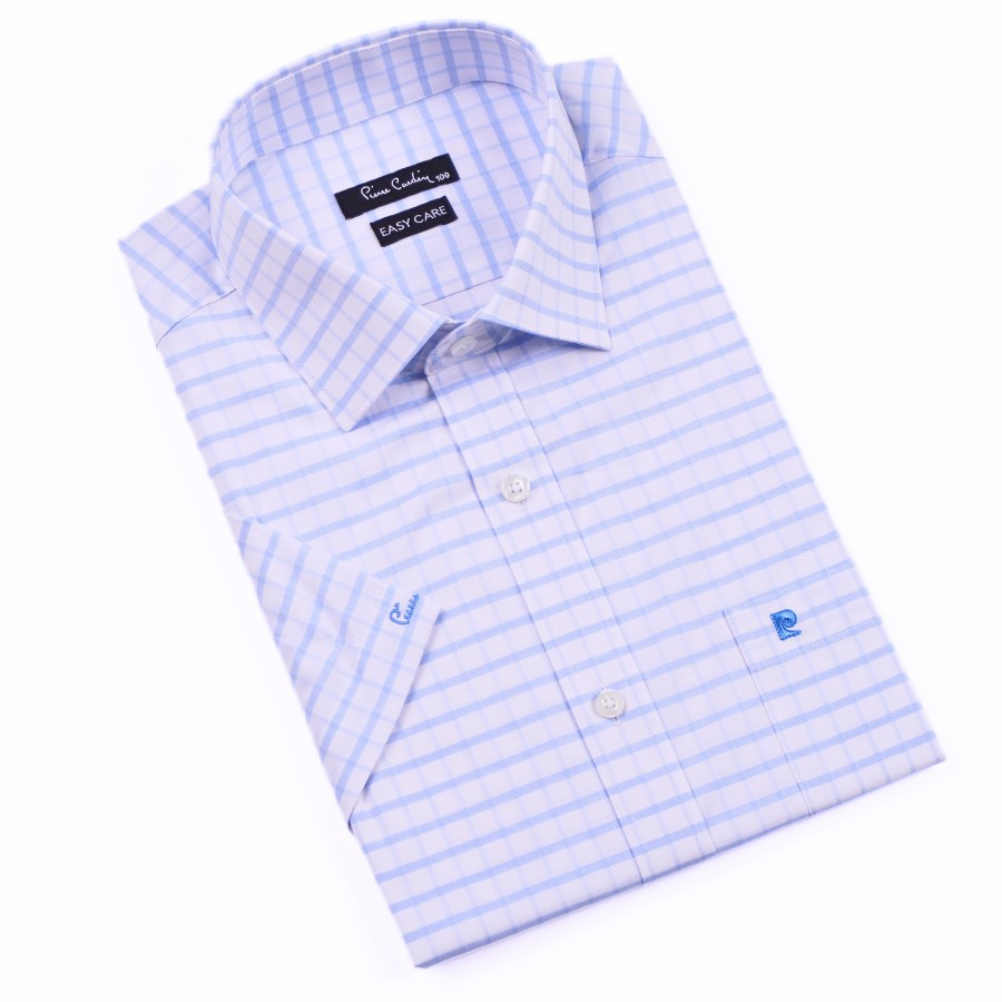 Áo sơ mi nam ngắn tay vạt ngang Pierre Cardin cao cấp xuất Hàn 100% cotton dáng Áo Regular ACN037| Korea Outlet