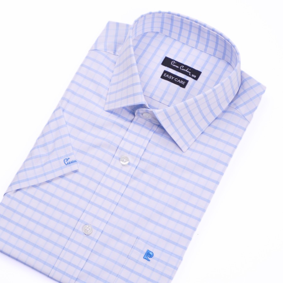 Áo sơ mi nam ngắn tay vạt ngang Pierre Cardin cao cấp xuất Hàn 100% cotton dáng Áo Regular ACN037| Korea Outlet