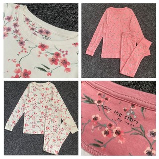 Size (9/10t) Bộ thun dài tay cotton bé gái dáng ôm, in bông hoa nhí BBG03,