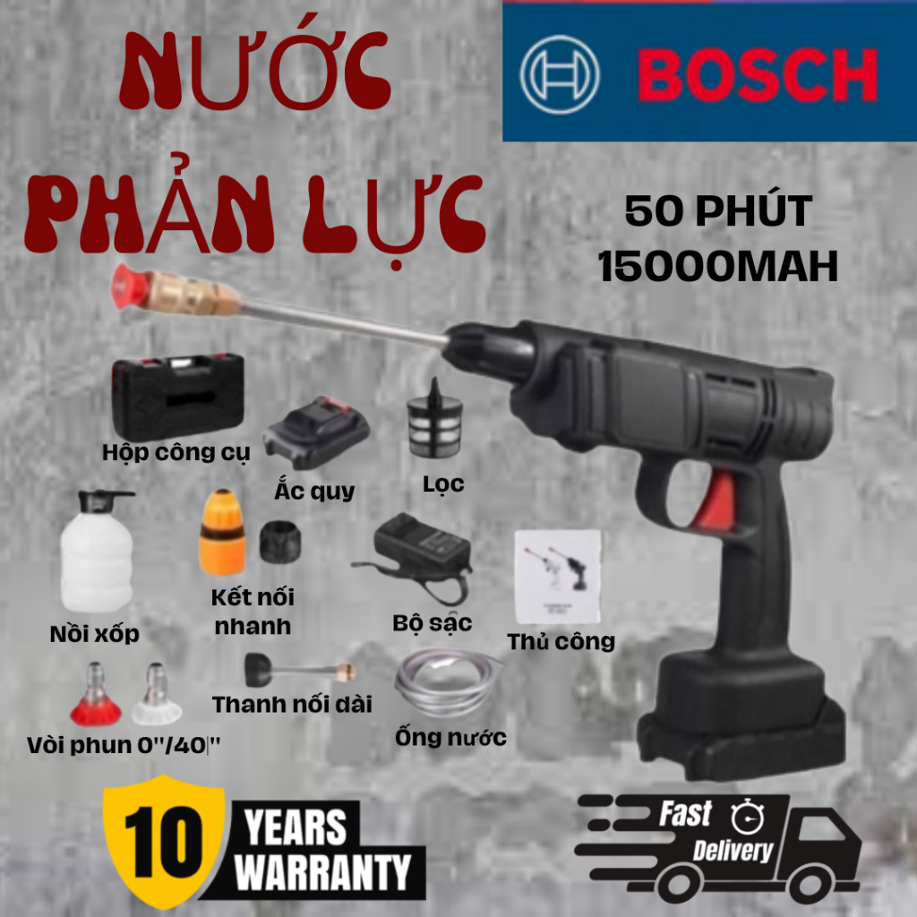 Máy rửa áp lực BOSCH Máy rửa xe Power Spray Wash Sprayer Máy bơm nước cầm tay Súng không dây