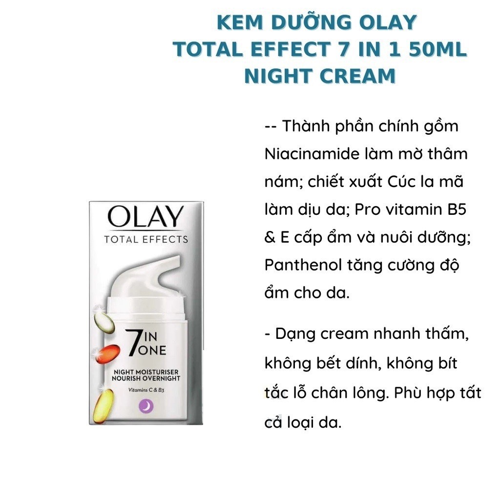Kem Dưỡng Olay Total Effects 7 In 1 Ngày Và Đêm 50ml chống lão hóa, sáng da chống lão hóa 50ml