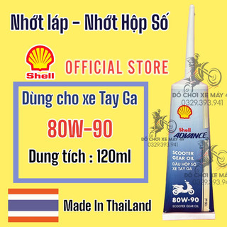 Nhớt Hộp Số (Láp) Xe Tay Ga Shell Thailand Advance Scooter Gear 80w90 120ML cao cấp Nhập Khẩu chính Hãng 100%