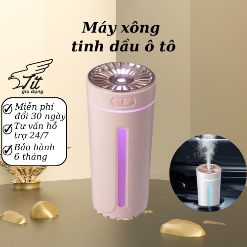 Máy xông tinh dầu ô tô, máy khuếch tán tinh dầu xe hơi, máy xông tinh dầu xe hơi loại sạc pin có led 7 màu