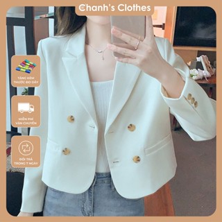 Áo Blazer form ngắn 🍋 FREE SHIP 🍋 Áo Vest Hàn Quốc Nữ màu Trắng sữa 4 cúc giả đá phối đồ xinh Hot 2024 A12