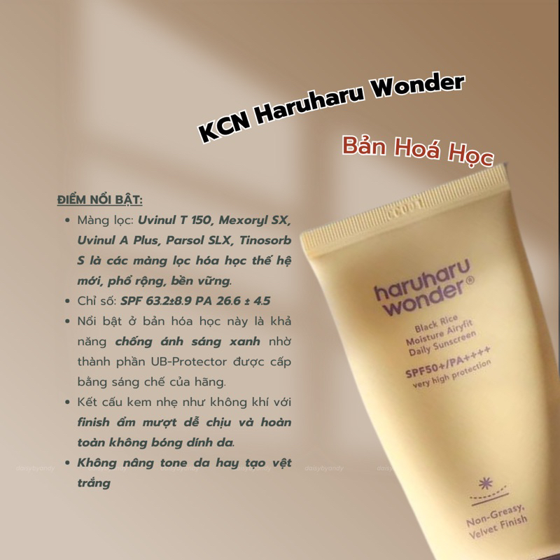 Kem chống nắng phổ rộng Haruharu Wonder 𝗕𝗹𝗮𝗰𝗸 𝗥𝗶𝗰𝗲 𝗠𝗼𝗶𝘀𝘁𝘂𝗿𝗲 𝗔𝗶𝗿𝘆𝗳𝗶𝘁 𝗗𝗮𝗶𝗹𝘆 𝗦𝘂𝗻𝘀𝗰𝗿𝗲𝗲𝗻 50ml
