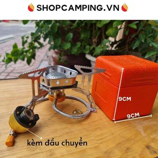 Bếp mini dã ngoại inox 304 chống gió kèm đầu chuyển, bếp mini gấp gọn, bếp du lịch cắm trại - Camping VietNam