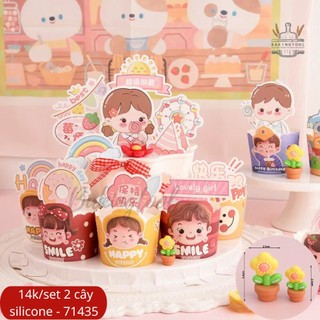 Kute set 2 chậu hoa mini