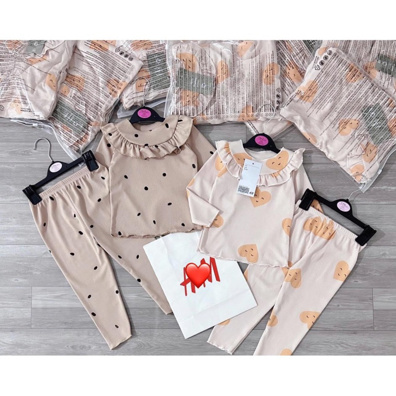 SET 2 BỘ BÉ GÁI GAM MÀU PASTE NÂU CAM