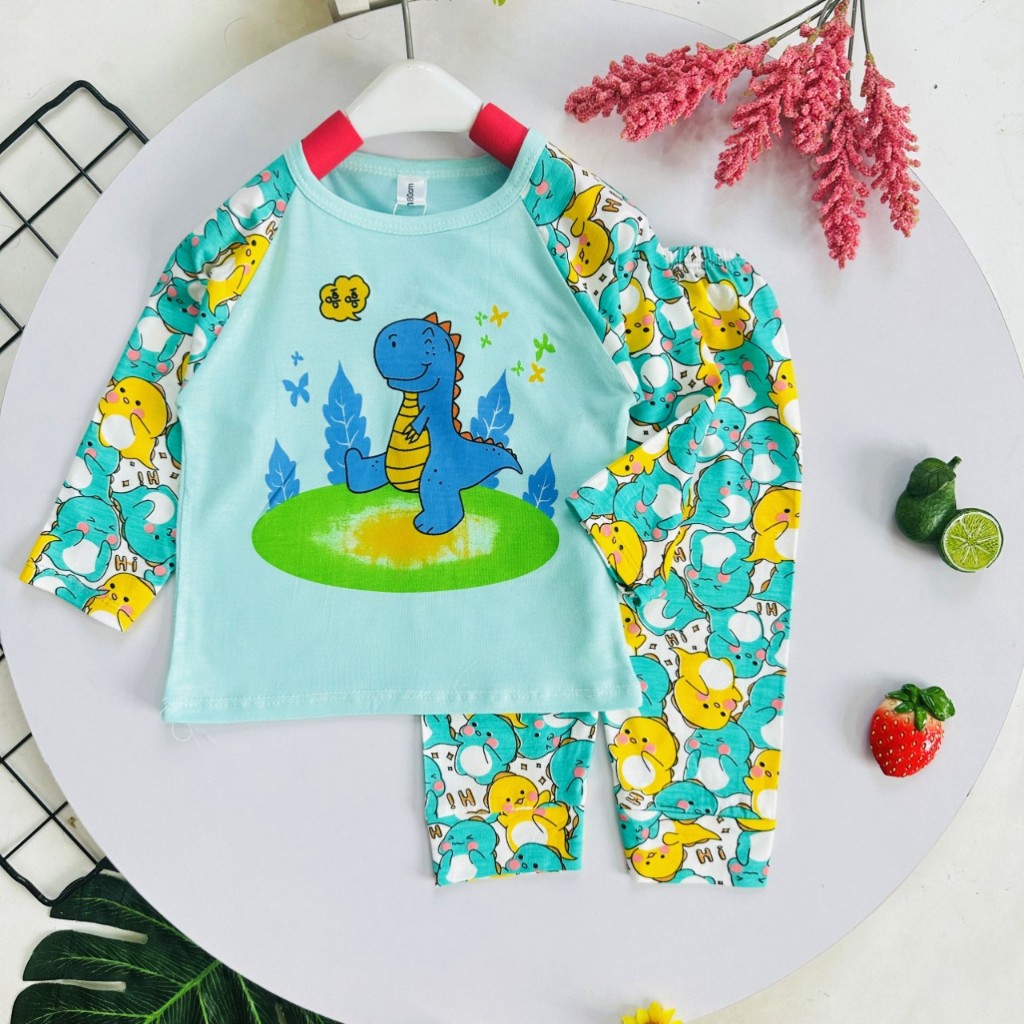 Bộ quần áo thu đông, mặc điều hòa, dài tay, chất thun lạnh cho bé trai, bé gái BD1111