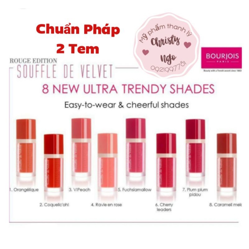 SON KEM BOURJOIS ROUGE EDITION SOUFFLE DE VELVET ĐỦ MÀU