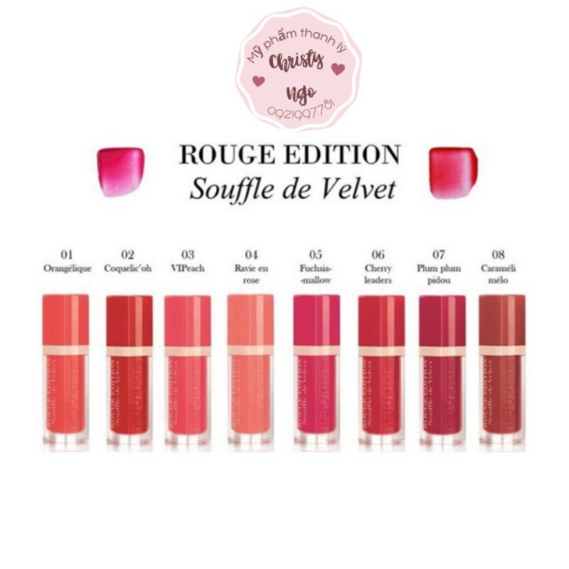 SON KEM BOURJOIS ROUGE EDITION SOUFFLE DE VELVET ĐỦ MÀU