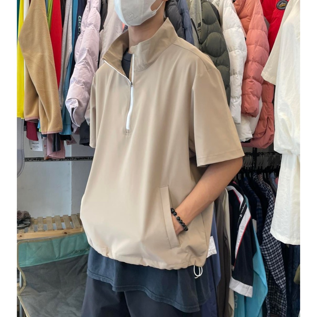 Áo gió cộc tay khoá kéo có túi thời trang Hàn Quốc mặc cực lạ , đẹp
