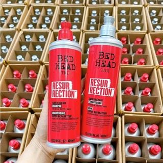 Combo Dầu Gội Xả Phục Hồi Hư Tổn Tigi Bed Head Resurrection Super Repair Shampoo & Conditioner Chính Hãng - 970ml