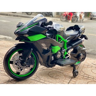 Xe máy điện trẻ em, moto điện có đèn bánh xe có chân gas tự lái cho bé mẫu Ninja H2r