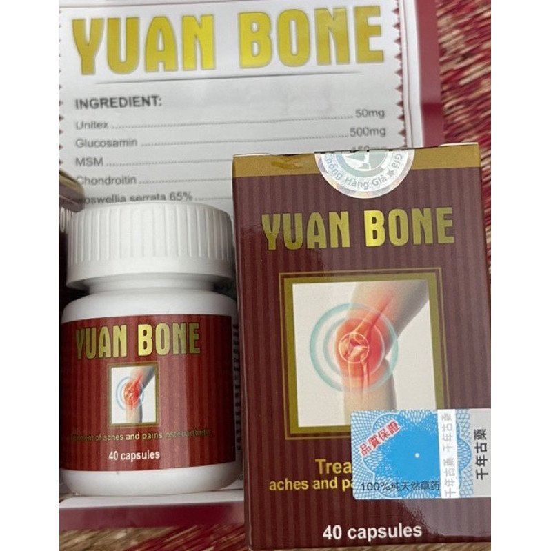 Viên Uống Xương Khớp Yuan Bone Chính Hãng Hộp 40 Viên ✅ Giảm đau nhức xương khớp cổ vai gáy thoái hóa thoát vị tê bì