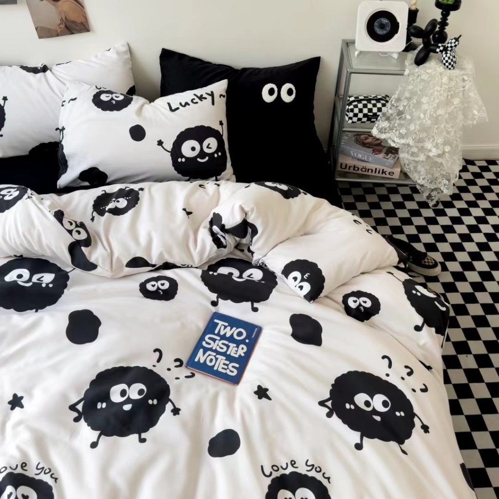 Bộ 4 Món Cotton Tici Thêu Mắt, Vỏ Chăn Có Khóa Kéo Để Lồng Ruột Đủ Size Giường Theo Yêu Cầu