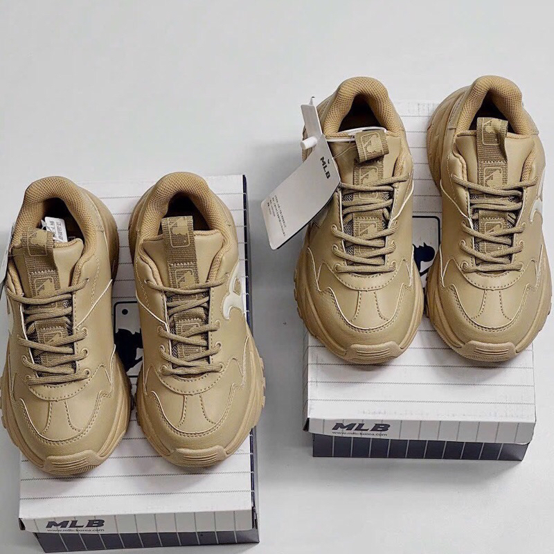 Giày ML.B BigBall Chunky NY Nâu Kem V2 Lai Au Nam Nữ GIÀY  MLB CHUNKY RED SOX MLB NÂU B KEM BẢN CAO CẤP NAM NỮ