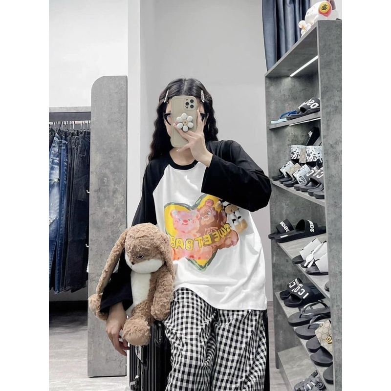 SET ÁO THUN BÒ SỮA + QUẦN KẺ CARO