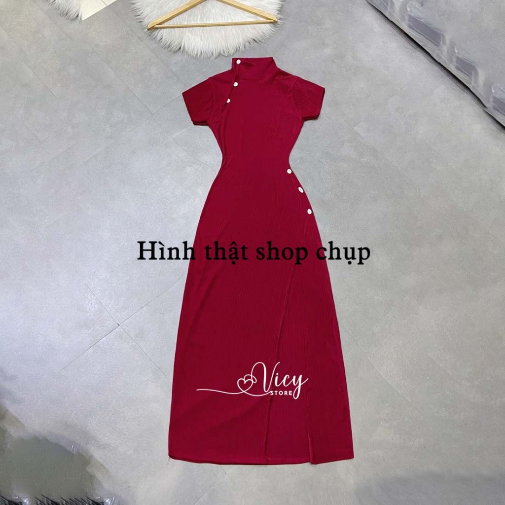Đầm cổ tàu cách tân xẻ tà tôn dáng, váy body gợi cảm dáng dài sang chảnh đi tiệc đi chơi VICY CTAU01