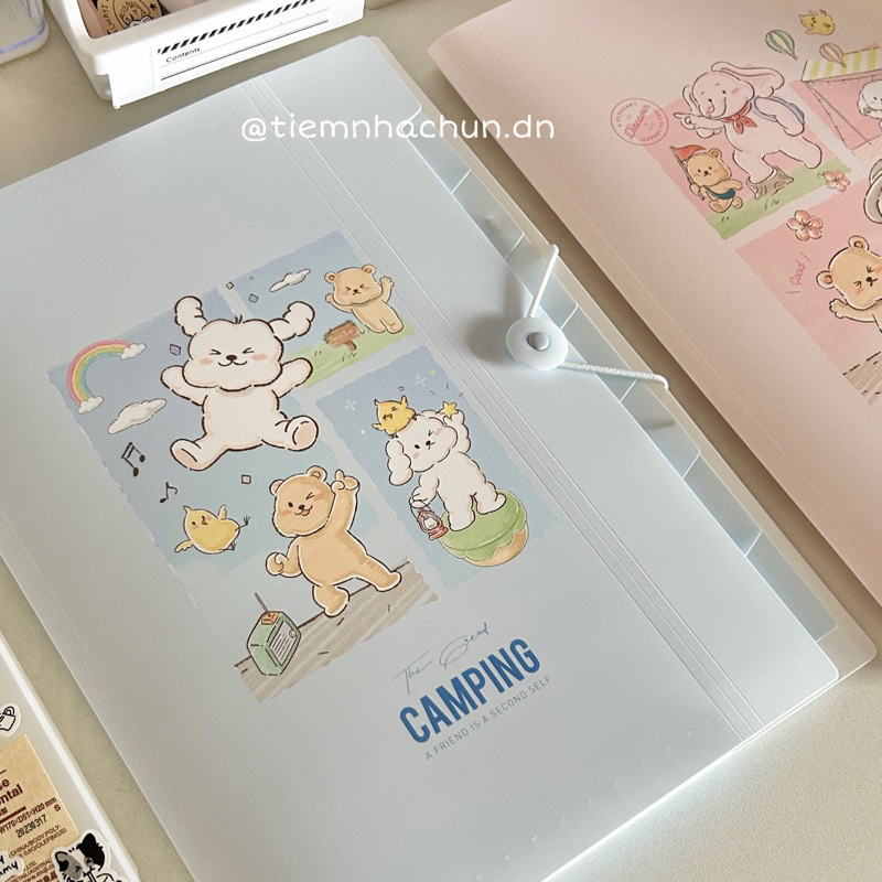 TÚI ĐỰNG TÀI LIỆU NHIỀU NGĂN DELI MÀU PASTEL  - tiệm nhà chun