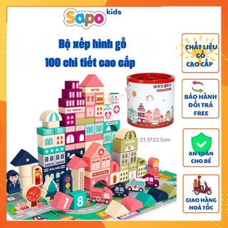 Bộ Xếp Hình Khối Mô Hình Thành Phố Bằng Gỗ Giúp Bé Tăng Khả Năng Sáng Tạo