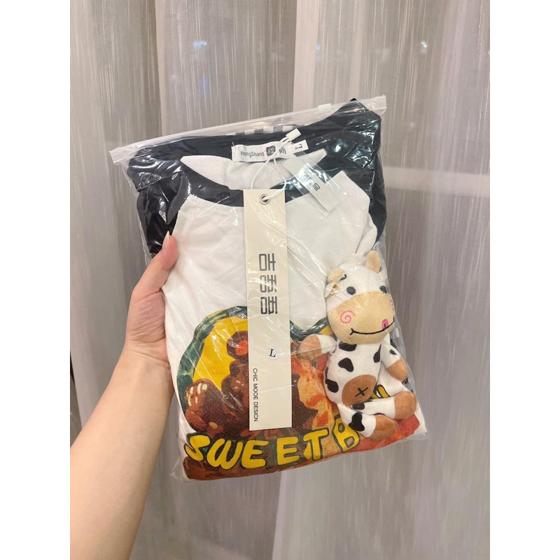 SET ÁO THUN BÒ SỮA + QUẦN KẺ CARO