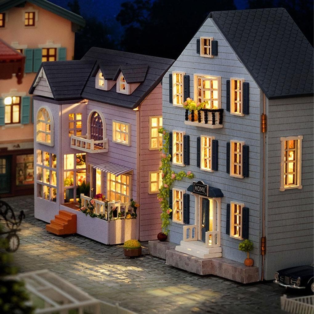 Mô hình nhà búp bê tự làm DIY, nhà gỗ Molan Manor