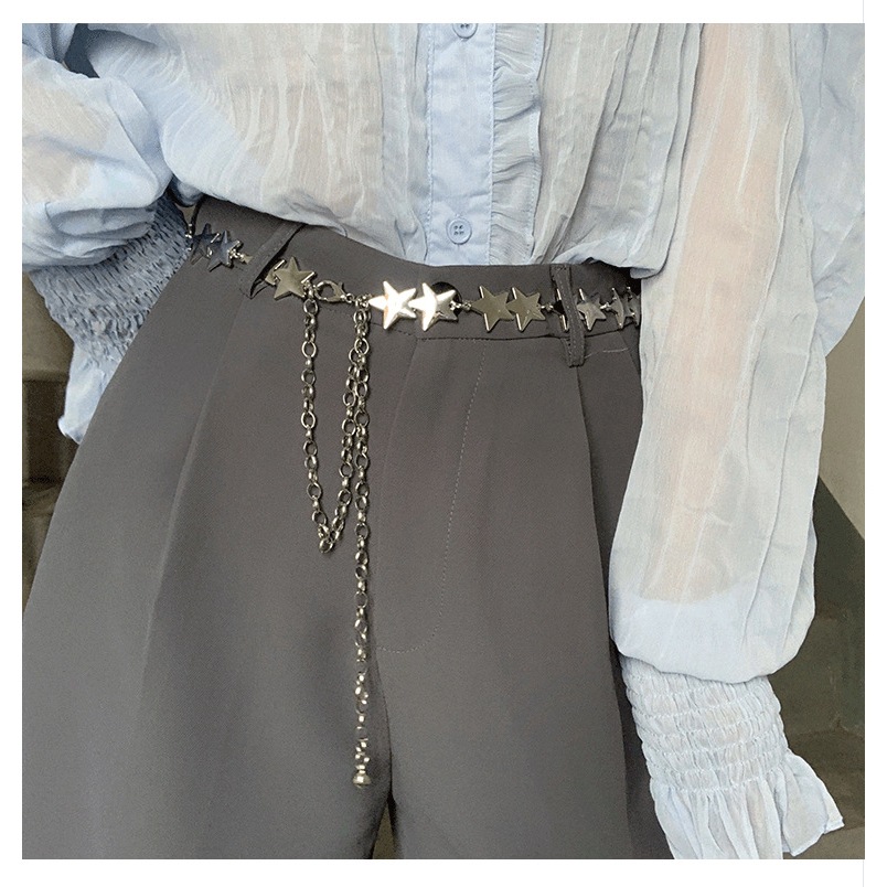Đai váy belt váy khóa móc Xích ngôi sao sáng 2 màu