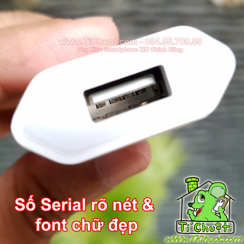 Sạc 5W 5V-1A Logo Táo Cốc Dẹp Dài 2 Chấu Tròn