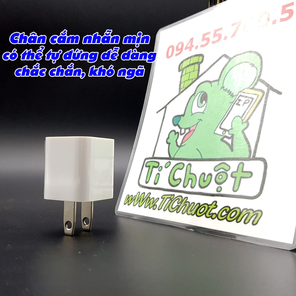 Sạc 5W 5V-1A Logo Táo Cốc Vuông 2 Chấu Dẹt