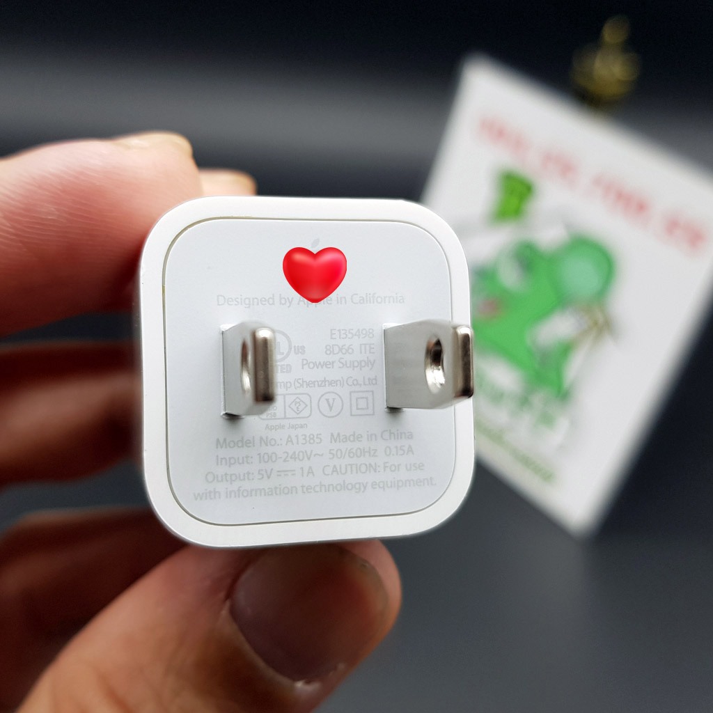 Sạc 5W 5V-1A Logo Táo Cốc Vuông 2 Chấu Dẹt