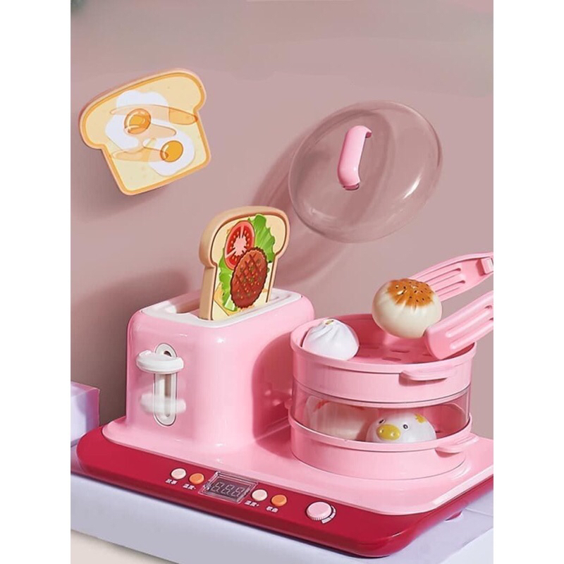 Bộ đồ chơi nấu ăn cho bé TOASTER 29 chi tiết Nồi Hấp kèm máy nướng bánh mỳ, ...