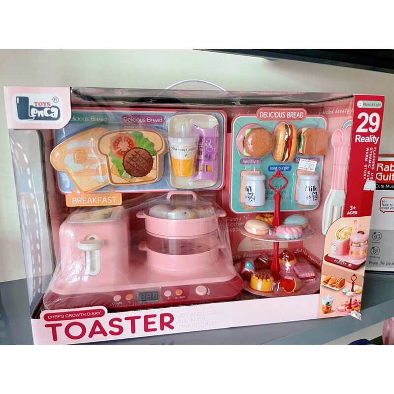 Bộ đồ chơi nấu ăn cho bé TOASTER 29 chi tiết Nồi Hấp kèm máy nướng bánh mỳ, ...
