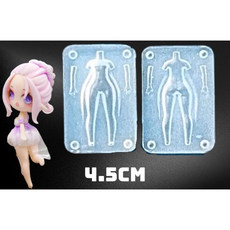 Khuôn Silicone Tạo Hình Búp Bê Resin Fondant Claydoll Figure Chibi Girl
