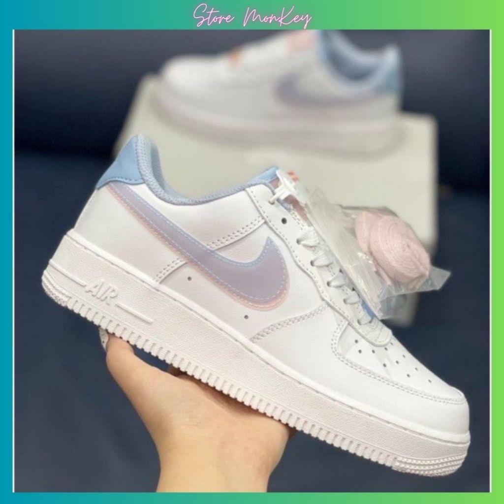 Giày Sneaker_Nike Air Force 1 Low LV8 Double Swoosh Light Armory Blue , Giày Thể Thao Nữ AF1 Xanh Hồng