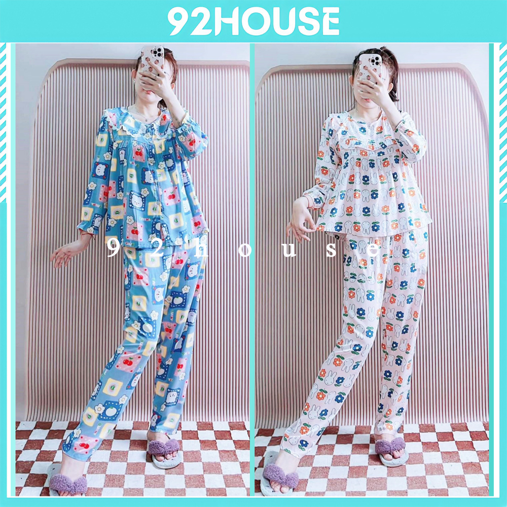 Đồ bộ tole nữ tay dài quần dài chất vải tole 2 da loại 1 mát lạnh Bộ lanh nữ mặc nhà cao cấp bigsize 40-70kg