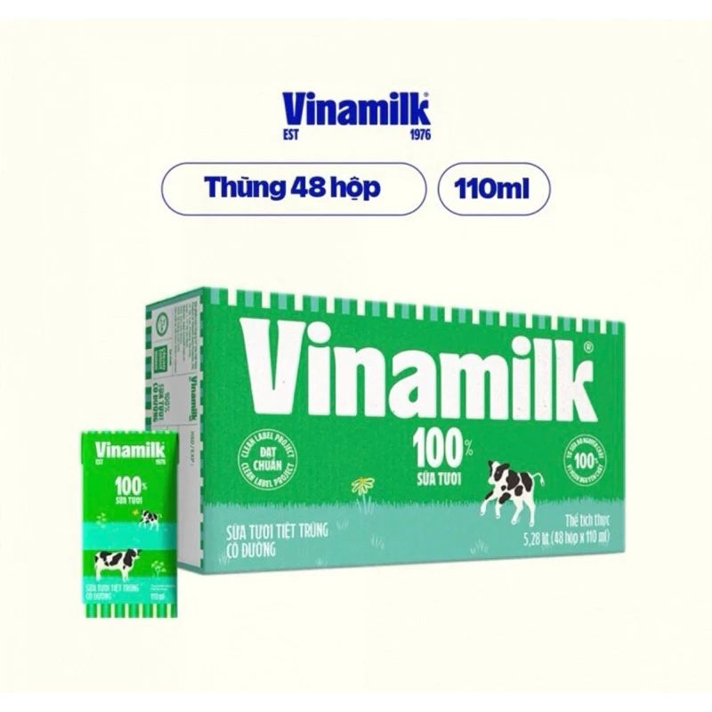VINAMILK Thùng 48 hộp sữa tươi 100%  Vinamilk