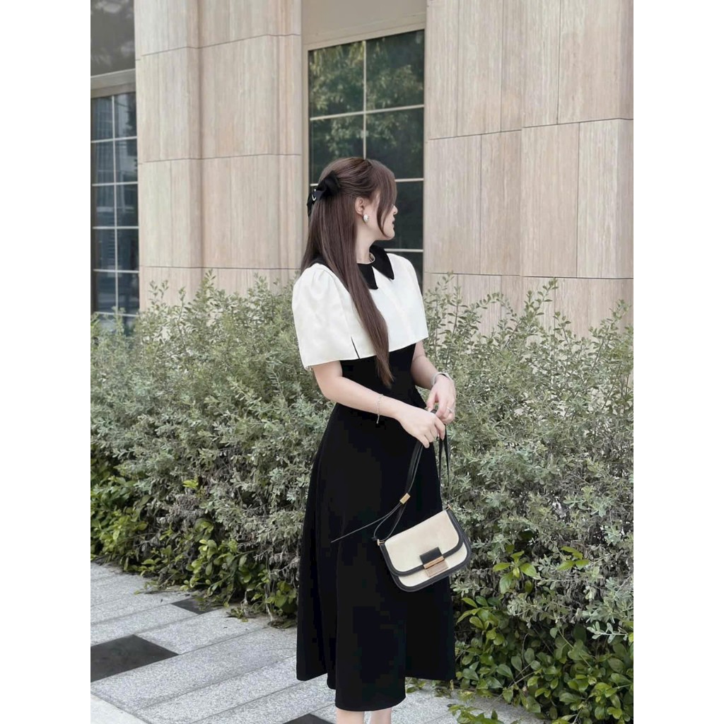 Đầm váy nữ công chúa dáng maxi mix áo cổ bèo sang chảnh, thanh lịch, phù hợp đi chơi, dự tiệc