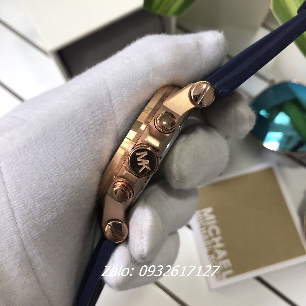 Đồng Hồ Nam Michael Kors MK8295 Chronograph Dây Silicone Xanh Vỏ Rose Gold 48mm